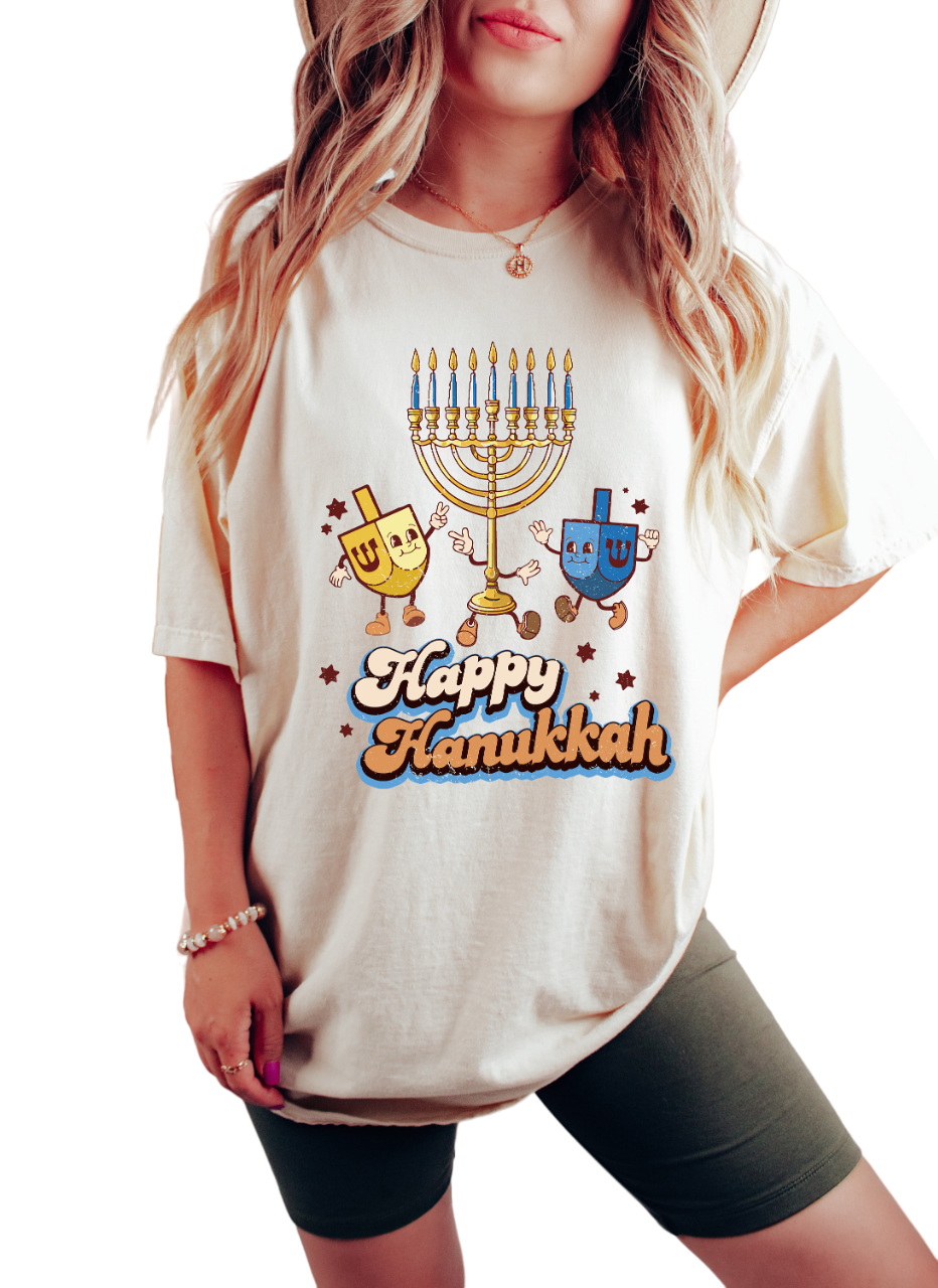 Retro Hanukkah Vintage Washed Shirt, Happy Hanukkah Shirt, Holiday Shirt, Jewish Saying Shirt,