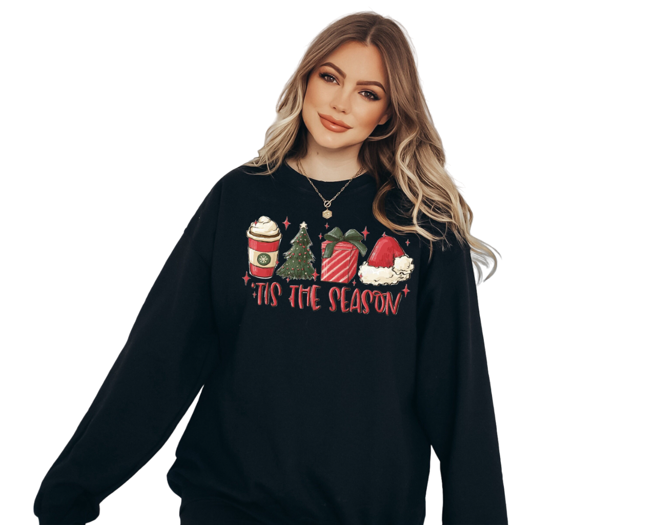 Tis The Season Santa Sweater, Vintage Christmas, Christmas Sweatshirt, Women's Cute Santa, Xmas