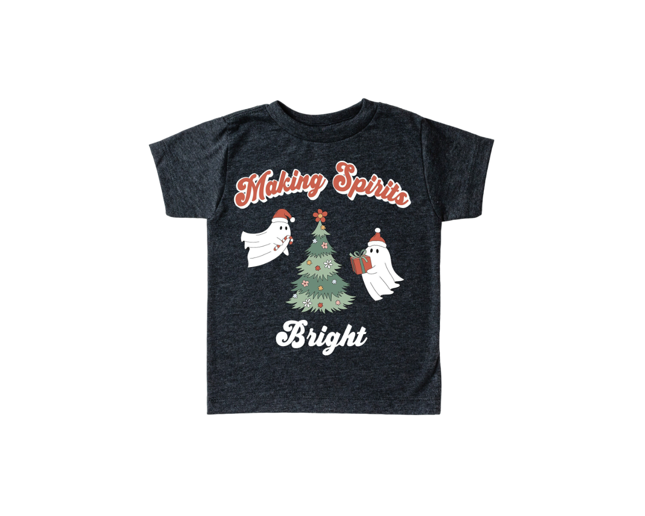 Making Spirits Bright Ghost Toddler, Christmas Season Shirt, Cute Holiday Girls Shirt, Toddler Youth