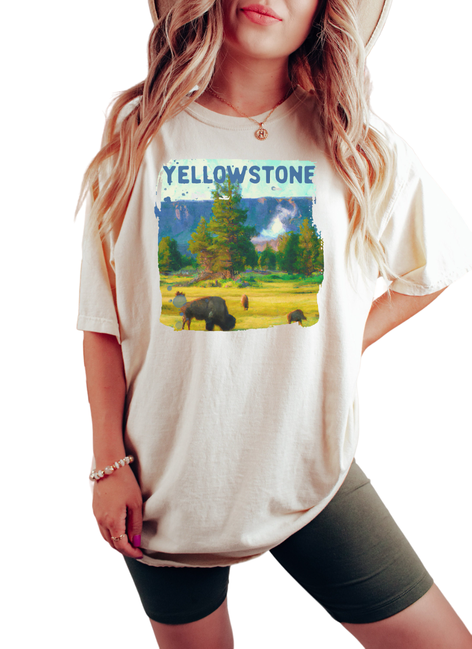 Yellowstone National Park Shirt, Retro Western Vintage Washed Shirt,  Vintage Shirt, Oversized