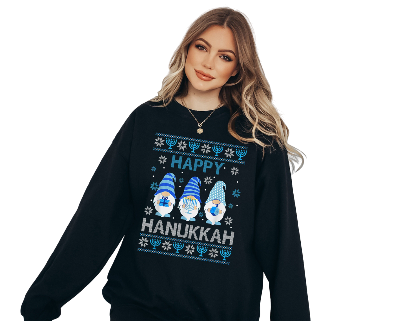 Retro Hanukkah Sweater, Happy Hanukkah, Gnome Hanukkah Sweater, Jewish Saying, Holiday Sweatshirt,