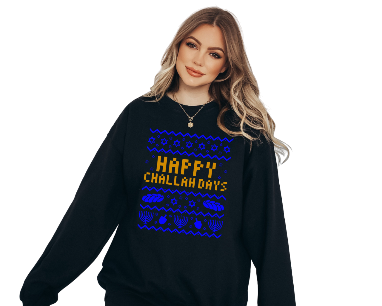 Retro Hanukkah Sweater, Happy Hanukkah, Holiday Hanukkah Sweater, Jewish Saying, Happy Challah Days,