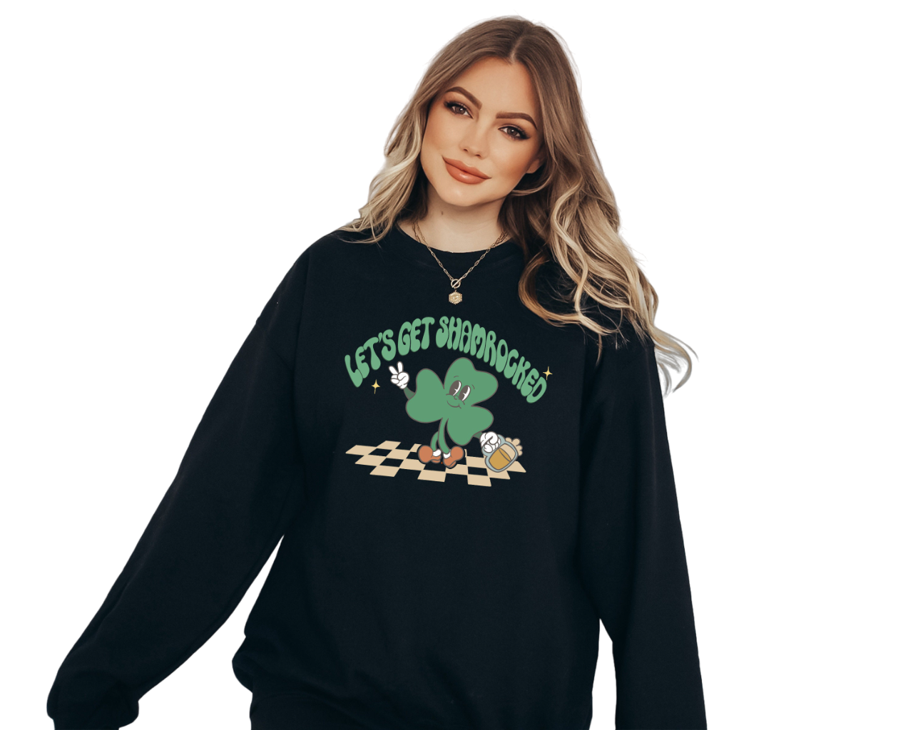 Lets Get Shamed Sweatshirt, Lucky Clover Sweater, St Patricks Day Sweatshirt, Lucky Pullover, Womens