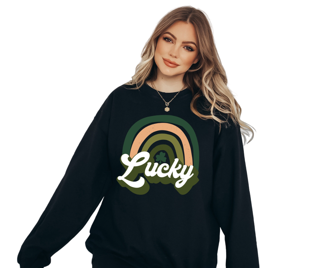 Retro Rainbow Sweatshirt, Lucky Rainbow Sweater, St Patricks Day Sweatshirt, Lucky Pullover, Womens