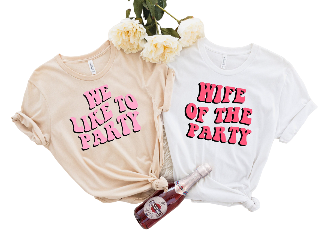 Bachelorette Party Shirts, Wife Of The Party,We Like To Party Graphic T-Shirt,Retro Graphic