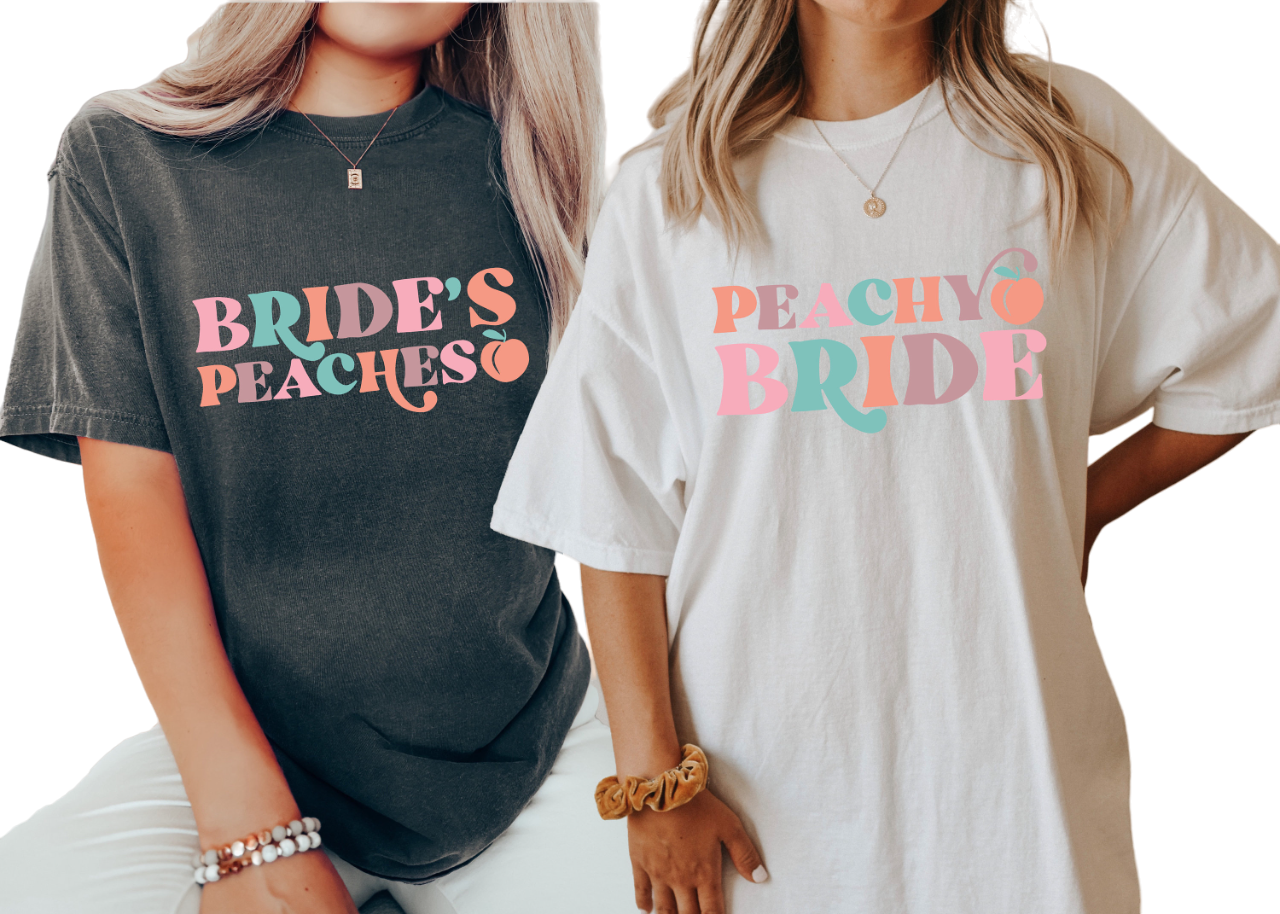 Vintage Washed Tee, Bachelorette Party Shirts, Peachy Bride, Georgia Boho T-Shirt, Retro Graphic Tee