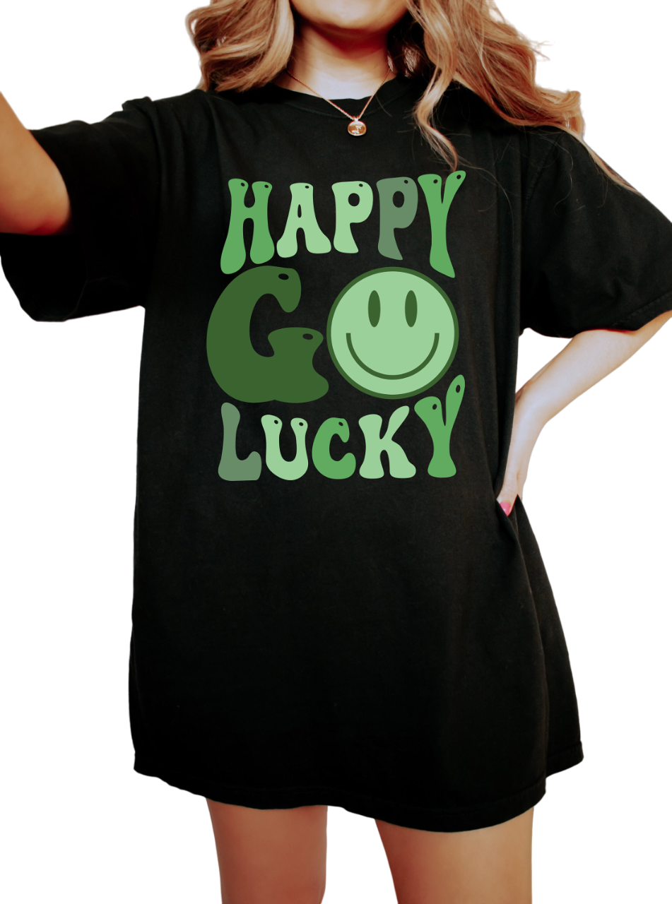 Retro St Patty's Day Vintage Washed Shirt, Happy Go Lucky, Vintage St Patrick's Day Shirt, Day