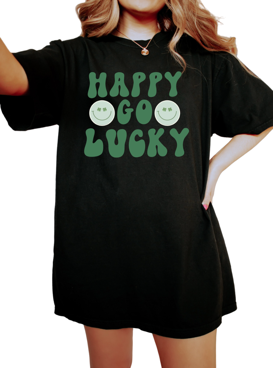 Retro St Patty's Day Vintage Washed Shirt, Happy Go Lucky, Vintage St Patrick's Day Shirt, Day