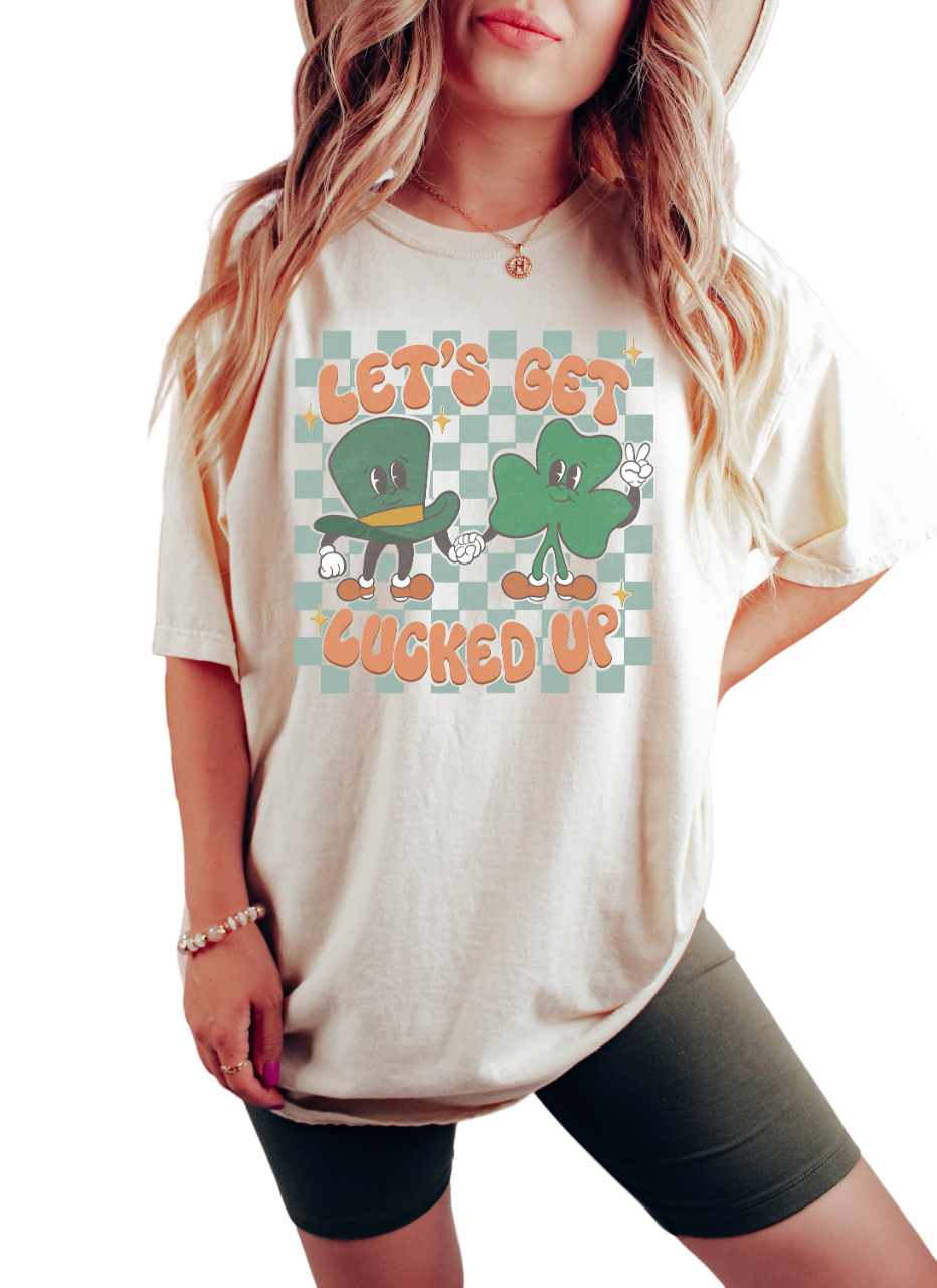 Retro St Patty's Day Vintage Washed Shirt, Lets Get Lucked Up, Vintage St Patricks Day Shirt, Day