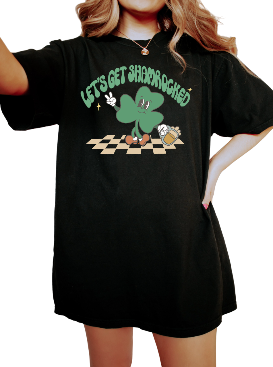 Retro St Patty's Day Vintage Washed Shirt, Lets Get Lucked Up, Vintage St Patricks Day Shirt, Day