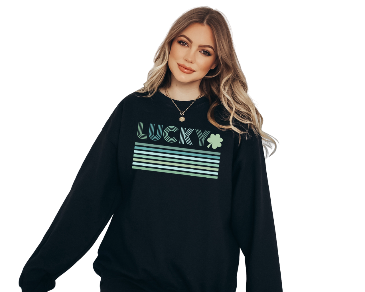 Retro Lucky Clover Sweatshirt, Lucky Clover Sweater, St Patricks Day Sweatshirt, Lucky Pullover,