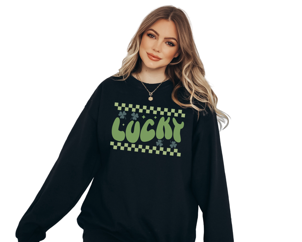 Retro Lucky Clover Sweatshirt, Lucky Clover Sweater, St Patricks Day Sweatshirt, Lucky Pullover,