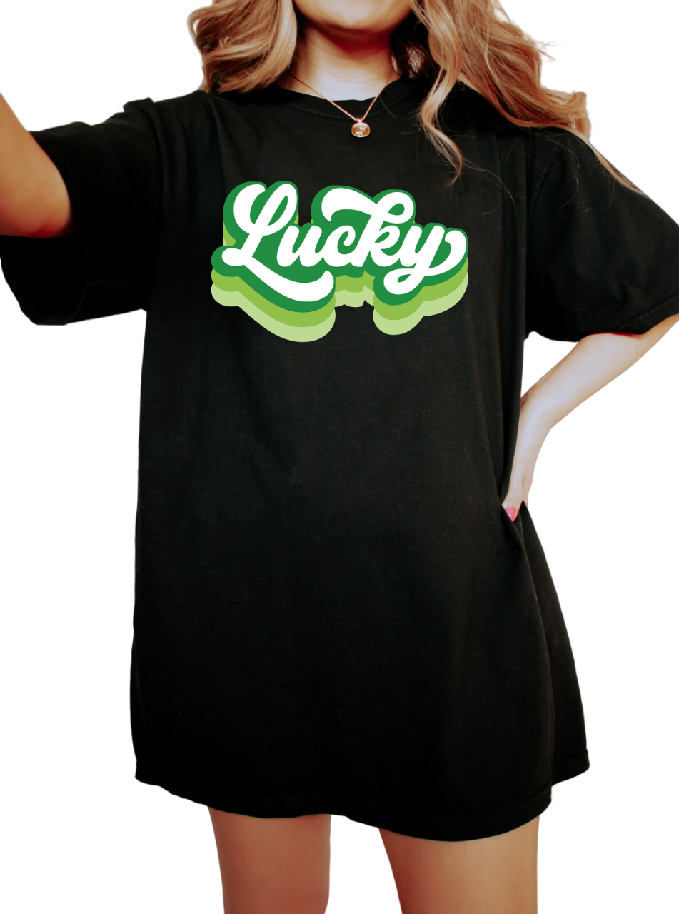 Retro St Patty's Day Vintage Washed Shirt, Lucky Babe Shirt, Vintage St Patrick's Day Shirt, Day