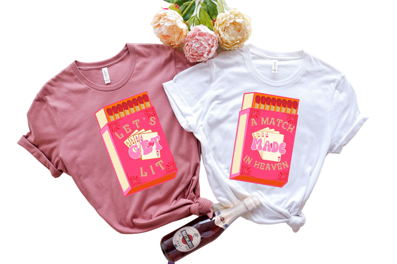 Bachelorette Party Shirts, Match Made in Heaven, Lets Get Lit Shirts, Retro Graphic Tee, Bridal