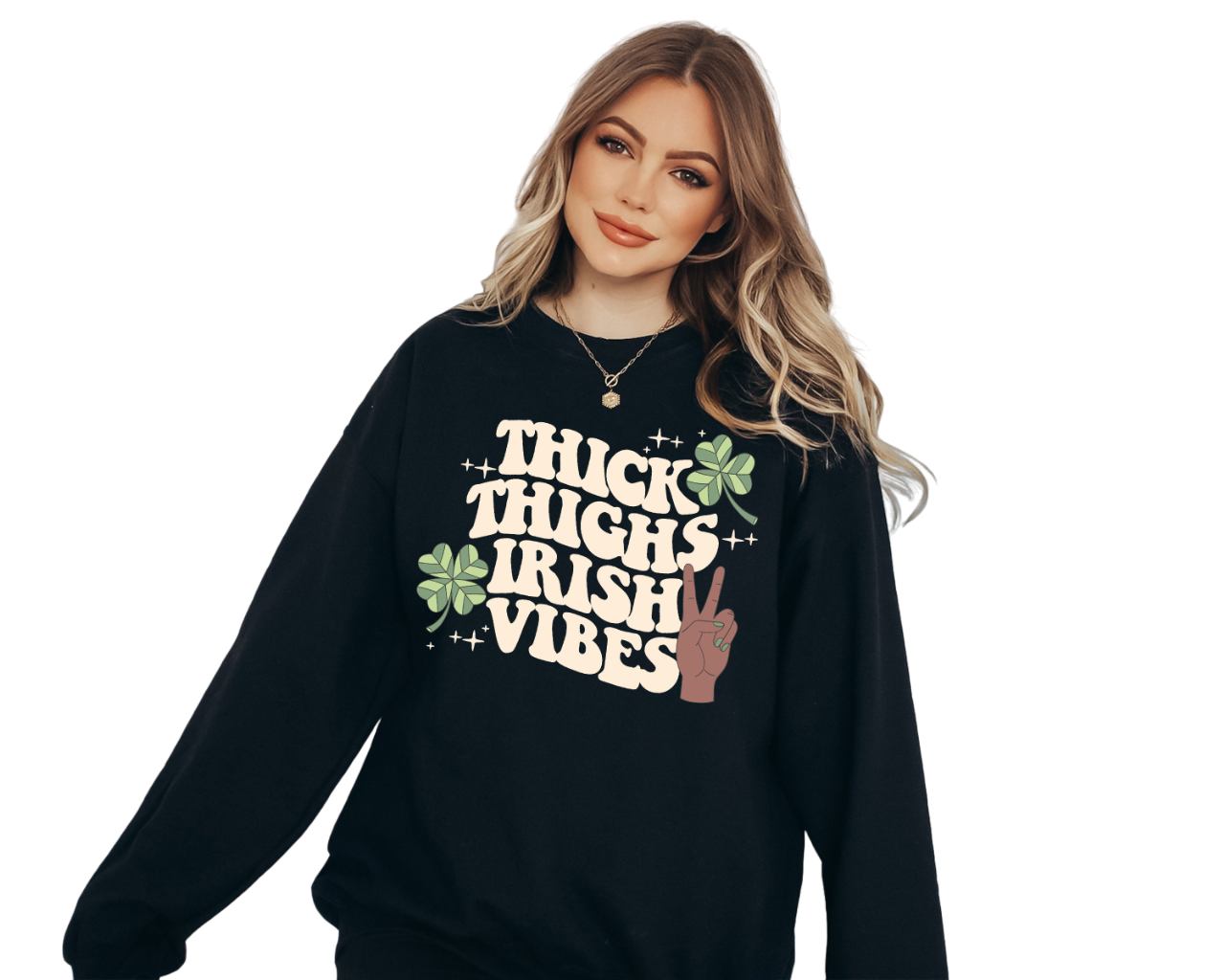 Lucky Retro Sweatshirt, Thick Thighs Irish Vibes, St Patricks Day, Lucky Pullover, Womens Lucky