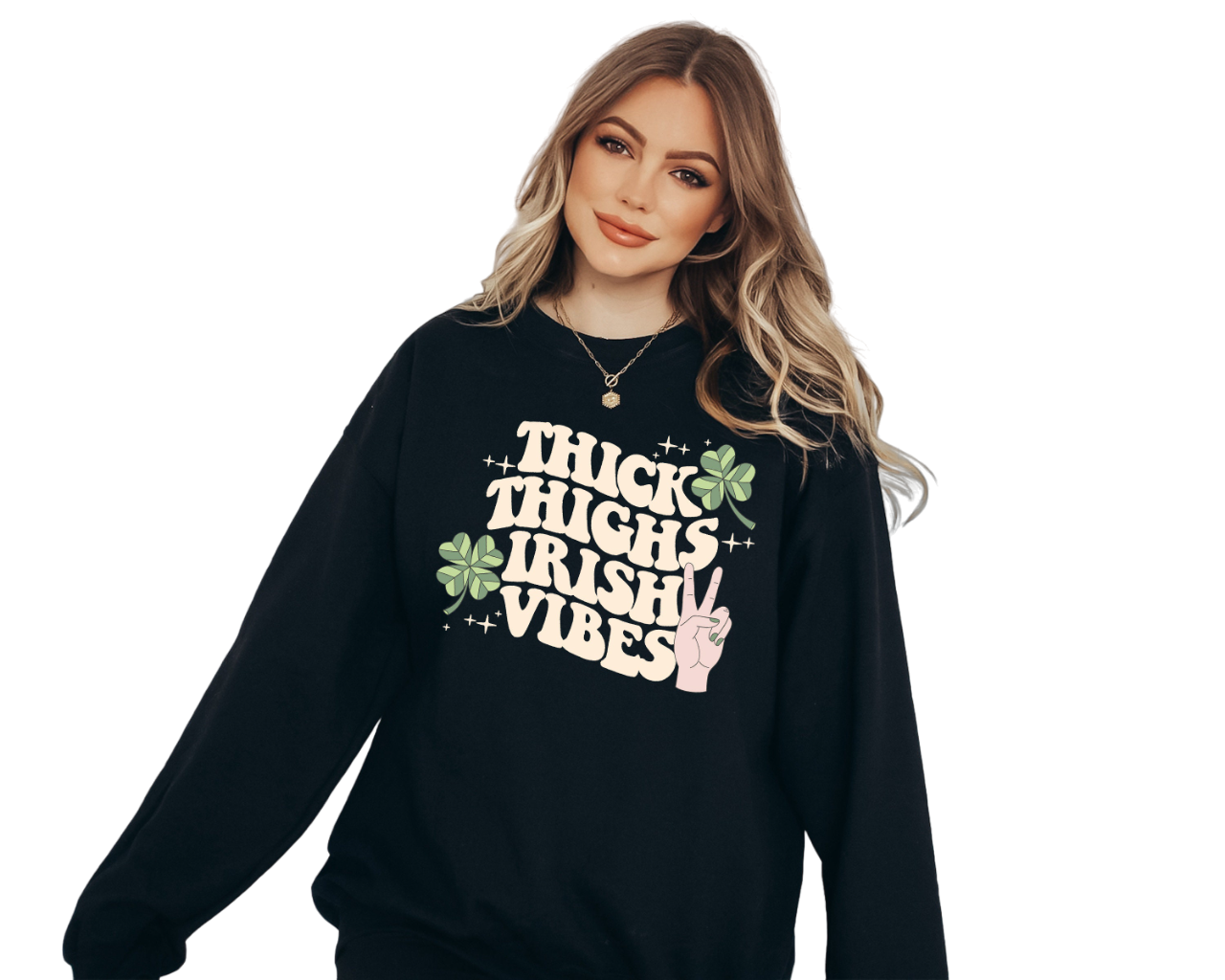 Lucky Retro Sweatshirt, Thick Thighs Irish Vibes, St Patricks Day, Lucky Pullover, Womens Lucky