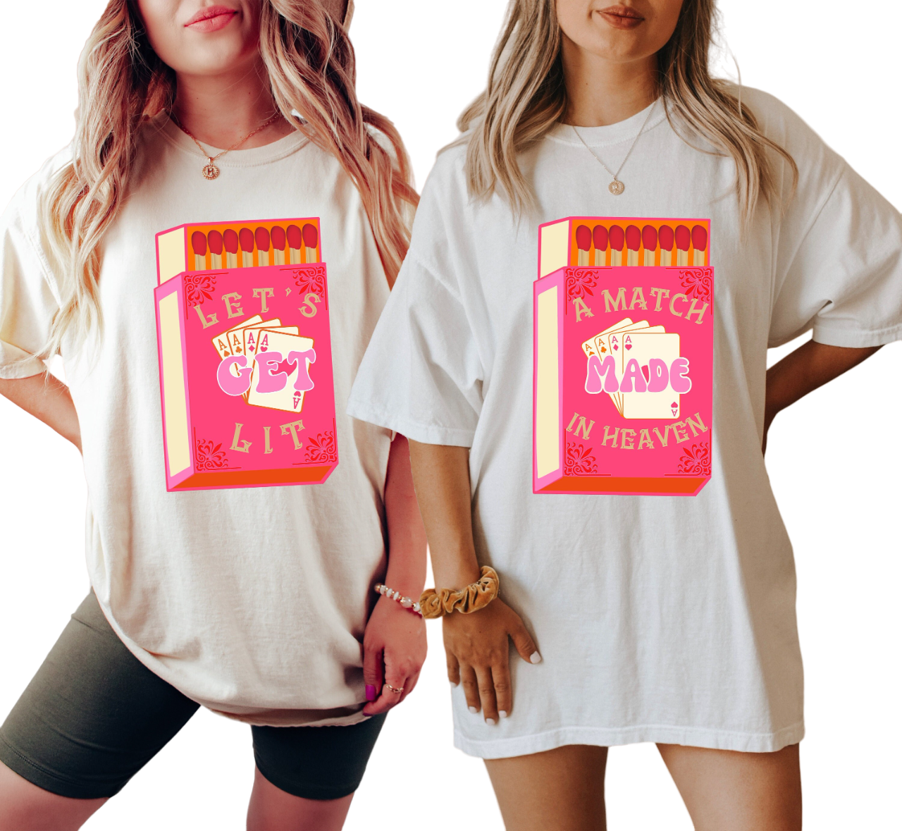 Vintage Washed Tee, Bachelorette Party Shirts, Match Made in Heaven, Lets Get Lit Shirts, Retro
