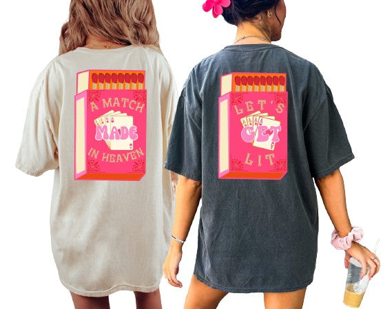 Vintage Washed Tee, Bachelorette Party Shirts, Match Made in Heaven, Lets Get Lit Shirts, Retro