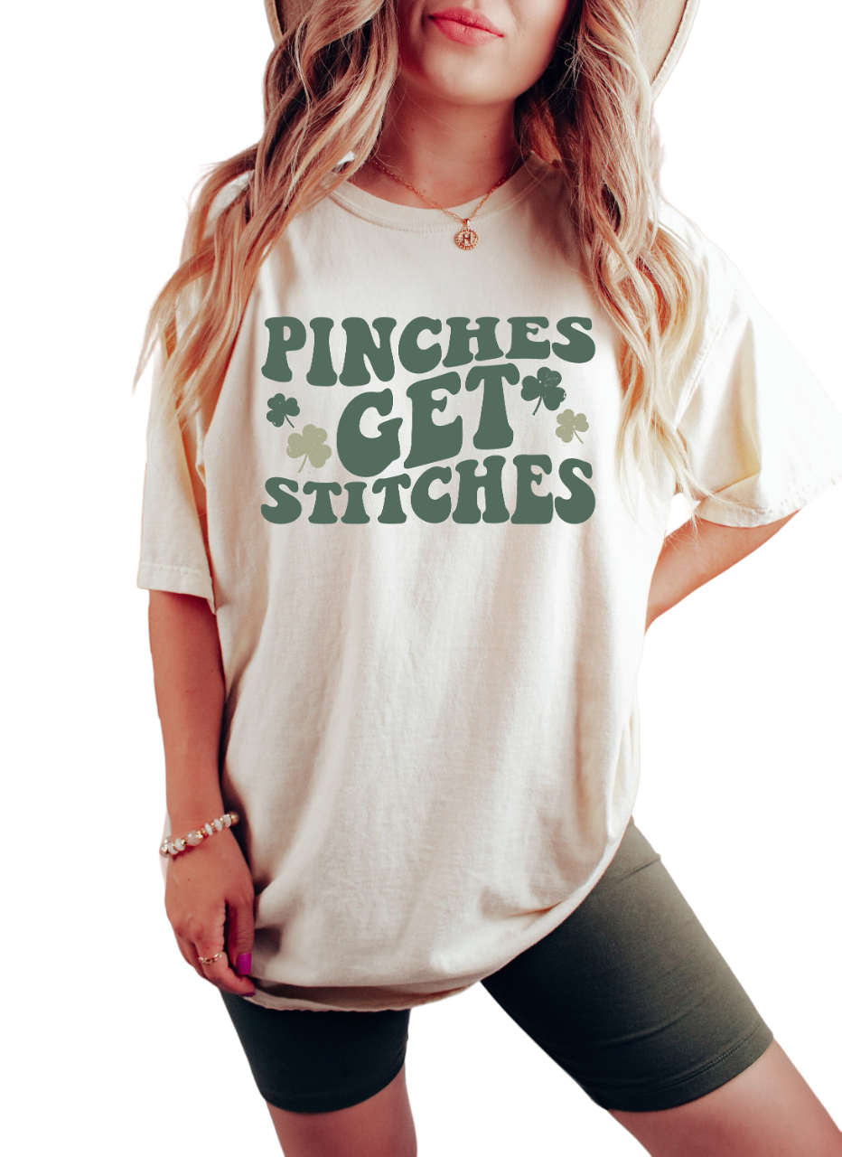 Retro St Patty's Day Vintage Washed Shirt,Pinches Get Stitches, Vintage St Patrick's Day Shirt, Day