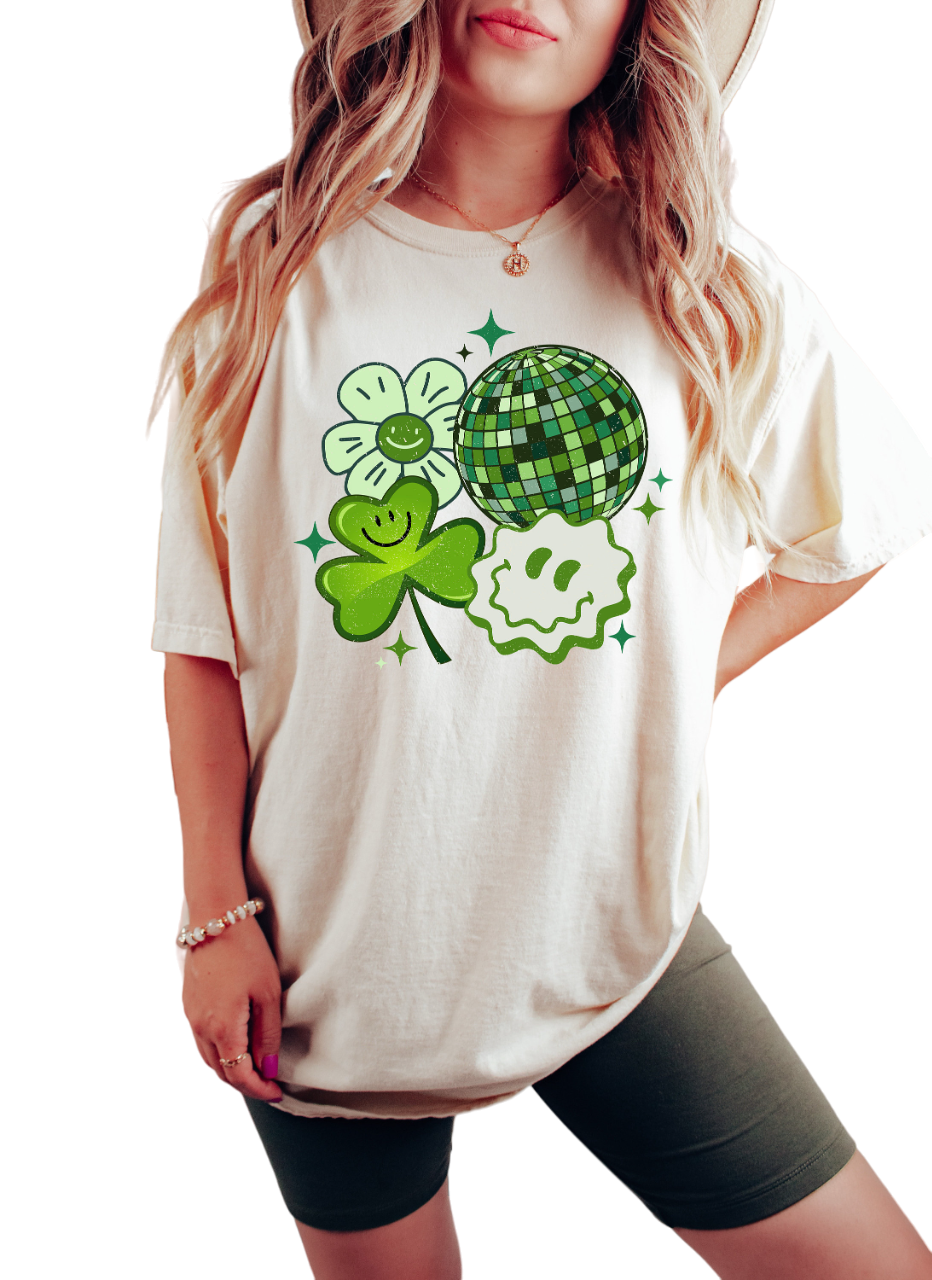 Retro St Patty's Day Vintage Washed Shirt,  Lucky Vibes Shirt, Vintage St Patricks Day Shirt, Day