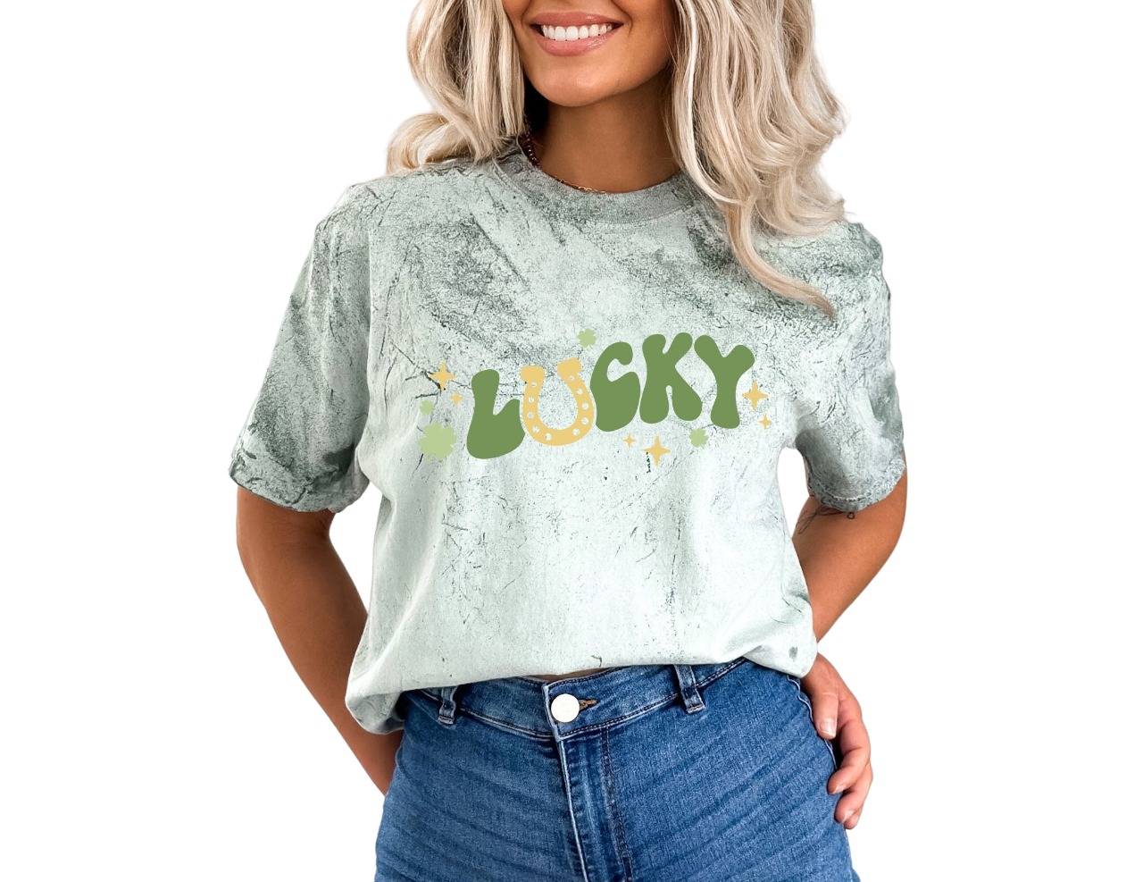 Retro St Patty's Day Tie Dye Vintage Washed Shirt,  Lucky Shamrock Shirt, Vintage St Patricks Day