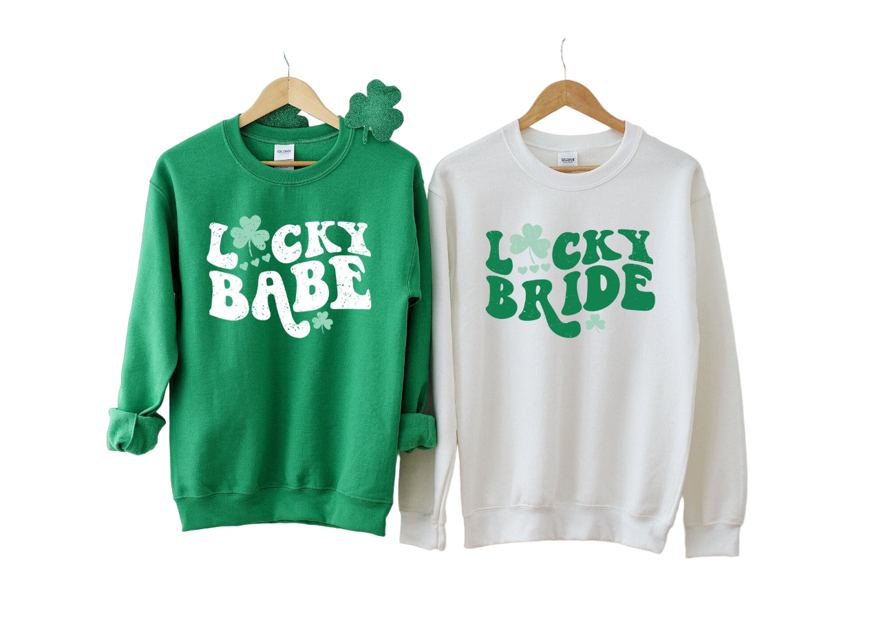 Lucky Bride Sweatshirt, Lucky Babe Sweater, St Patricks Day Sweatshirt, Lucky Pullover, Womens