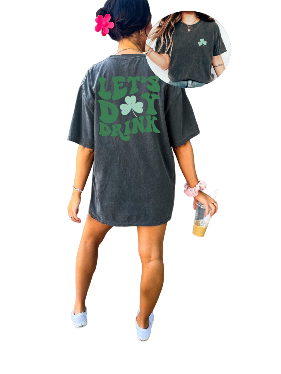 Retro St Patty's Day Vintage Washed Shirt, Lets Day Drink Shirt, Vintage St Patricks Day Shirt, Day