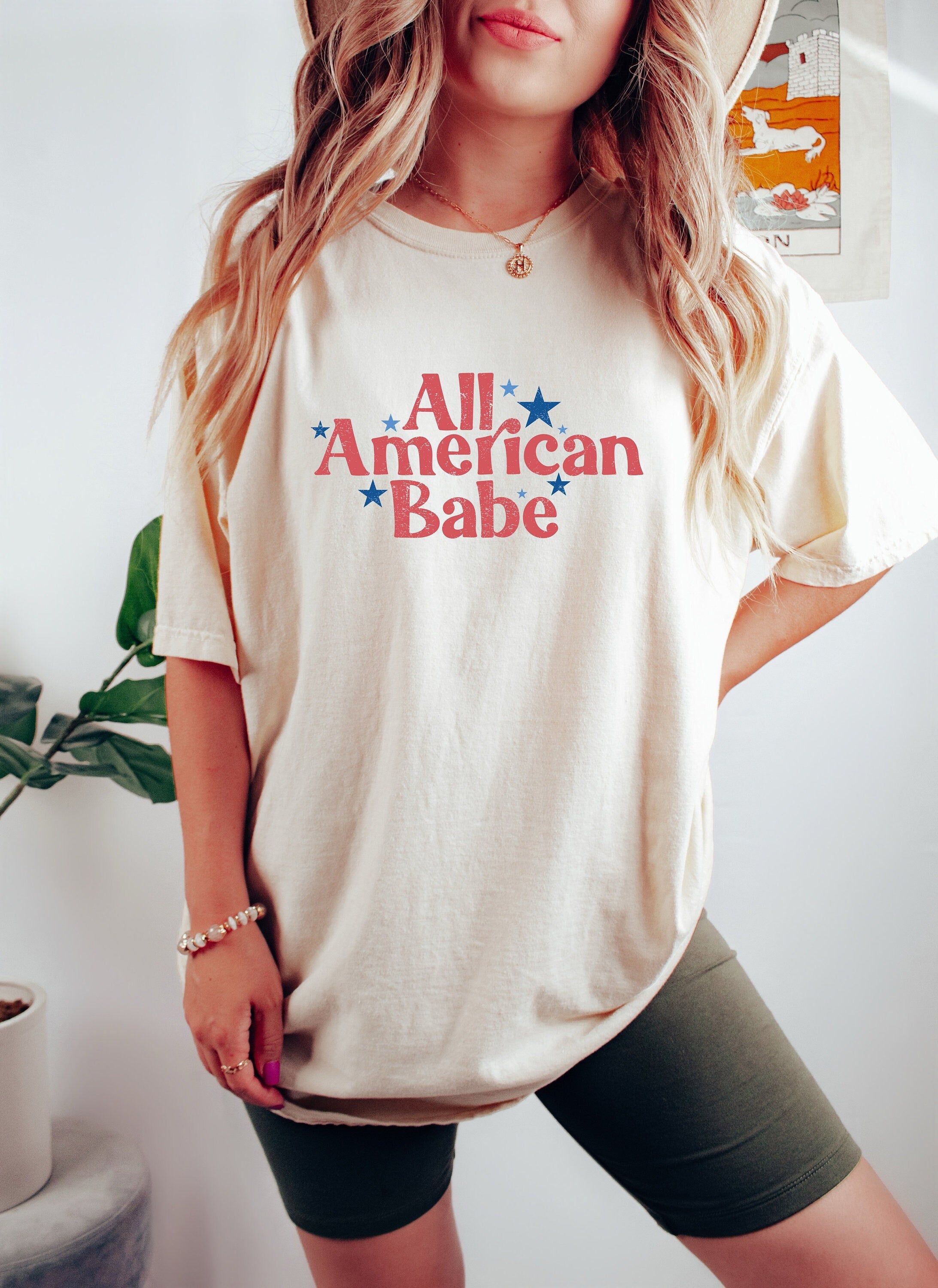 Retro USA Comfort Colors shirt, All American Babe, Retro funny fourth shirt, Womens 4th of July shirt, America Patriotic Shirt, Independence