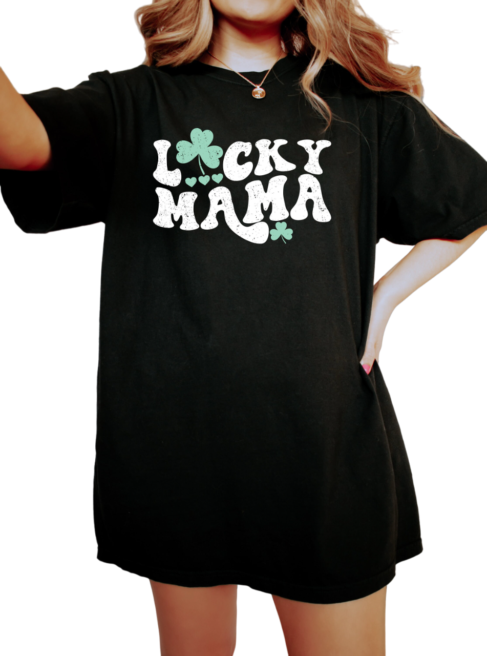 Retro St Patty's Day Vintage Washed Shirt, Lucky Mama Shirt, Vintage St Patrick's Day Shirt, Day