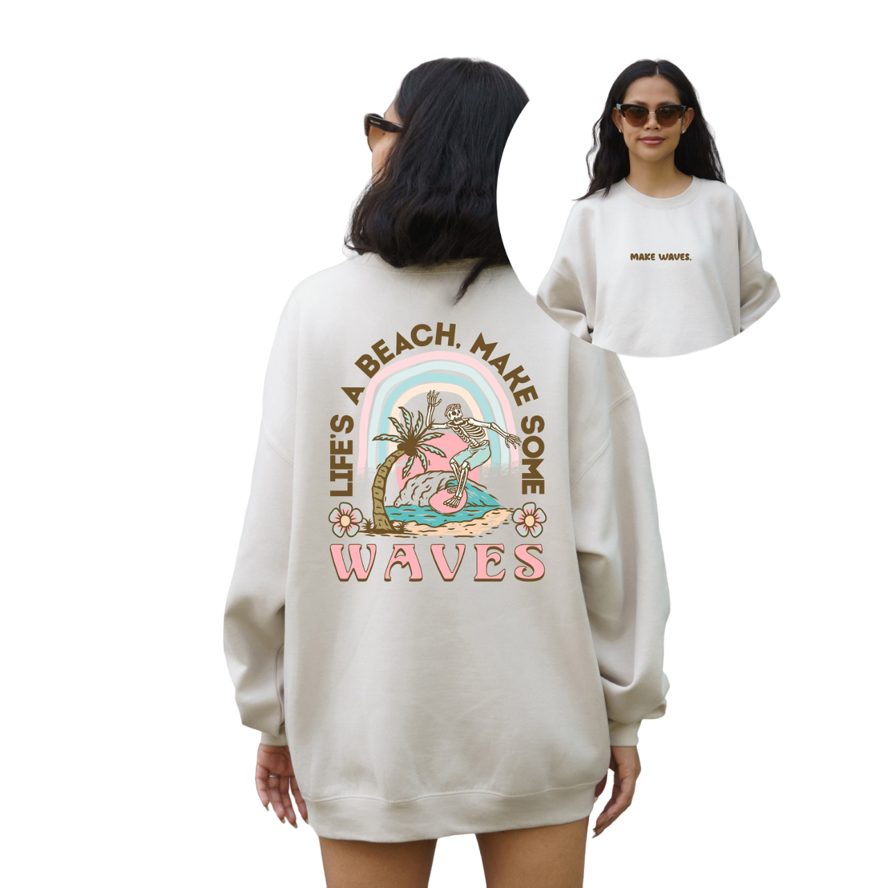 Lifes A Beach Make Waves Sweatshirt, Positive Sweatshirt, Mental Health Awareness, Grow Positive