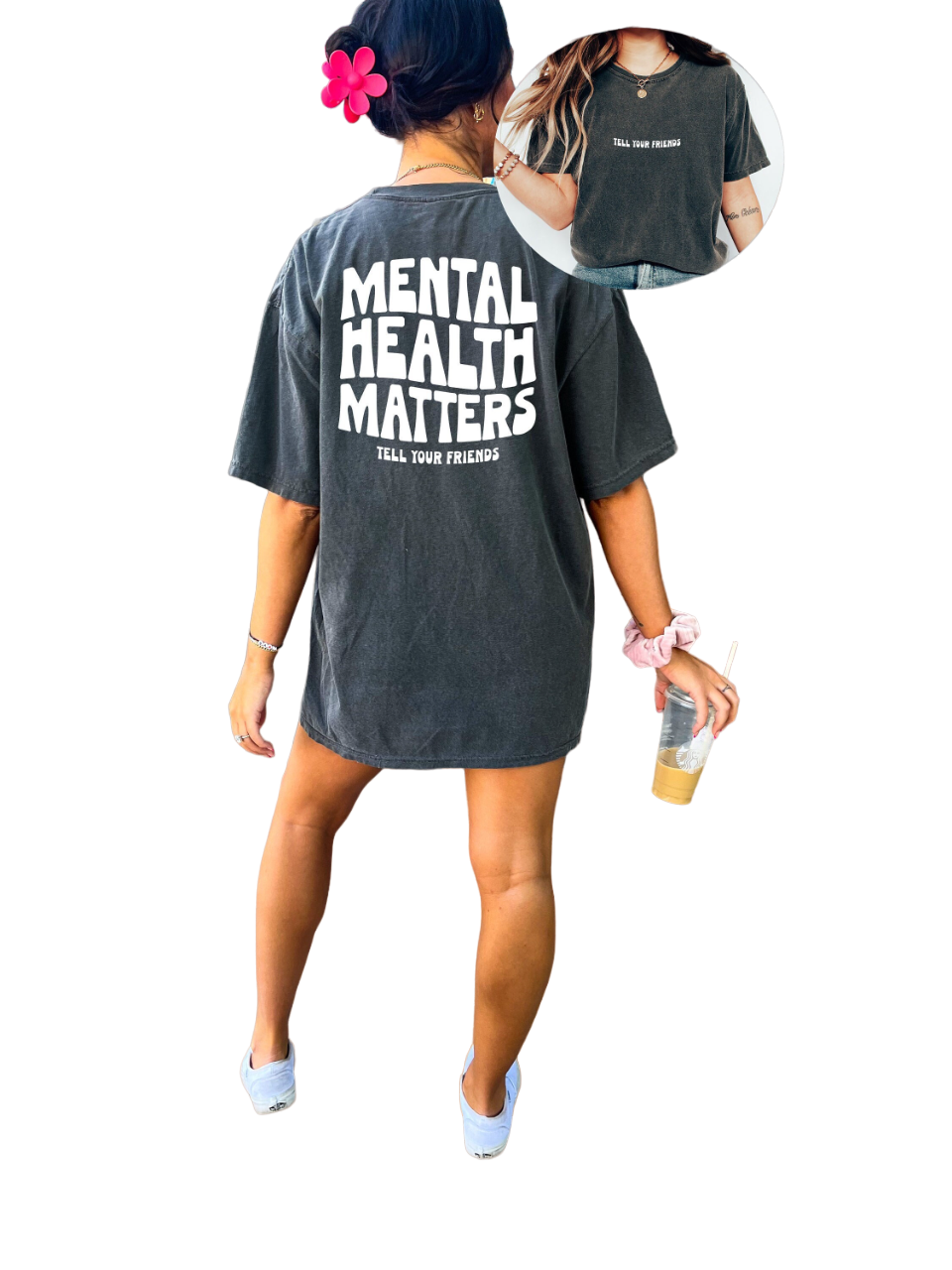 Vintage Washed Tee, Mental Health Matters Shirt, Quote Shirt, Womens Oversized Shirt, Oversized