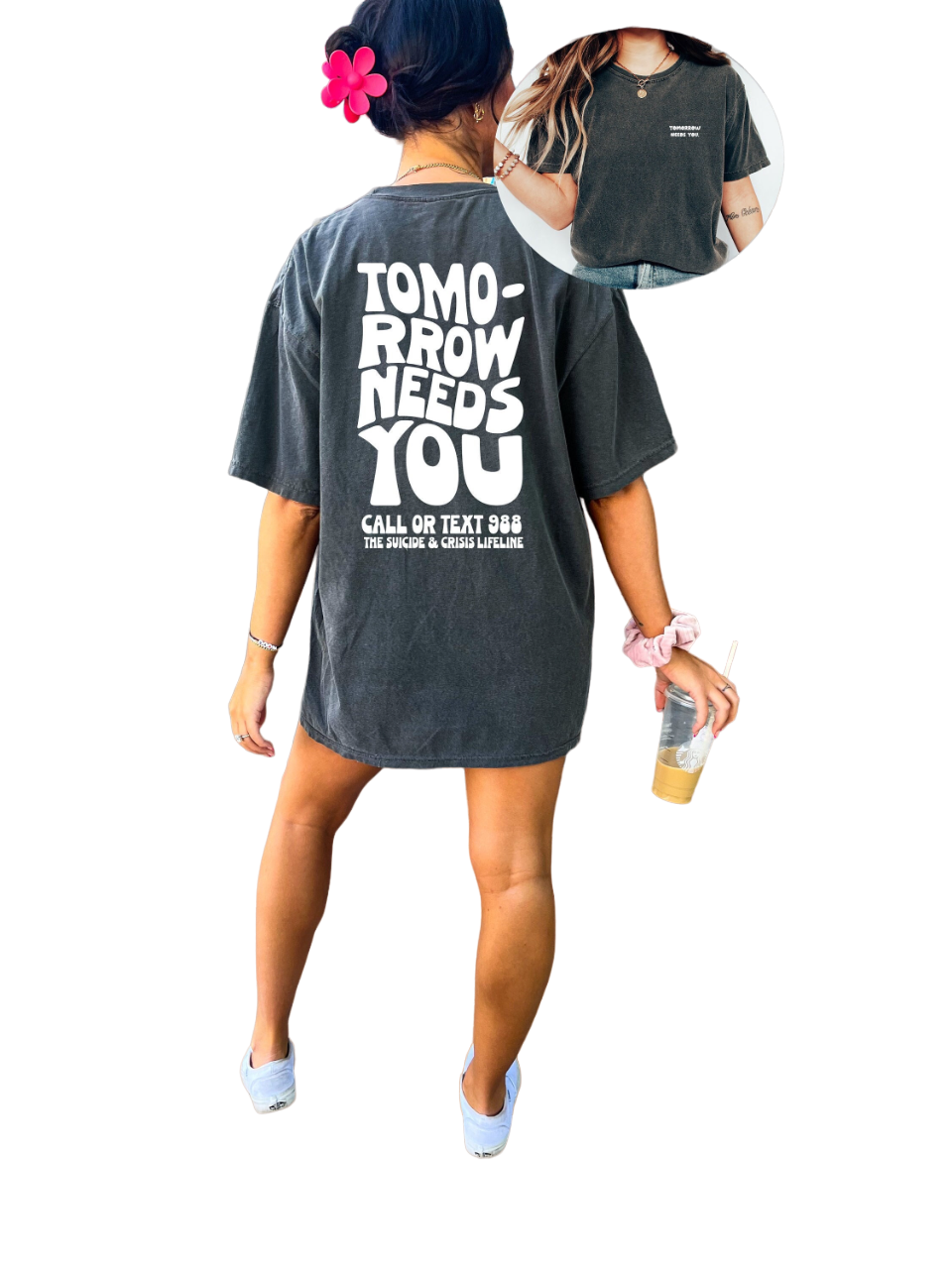 Vintage Washed Tee, Tomorrow Needs You, Better With You,  Quote Shirt, Womens Oversized Shirt,