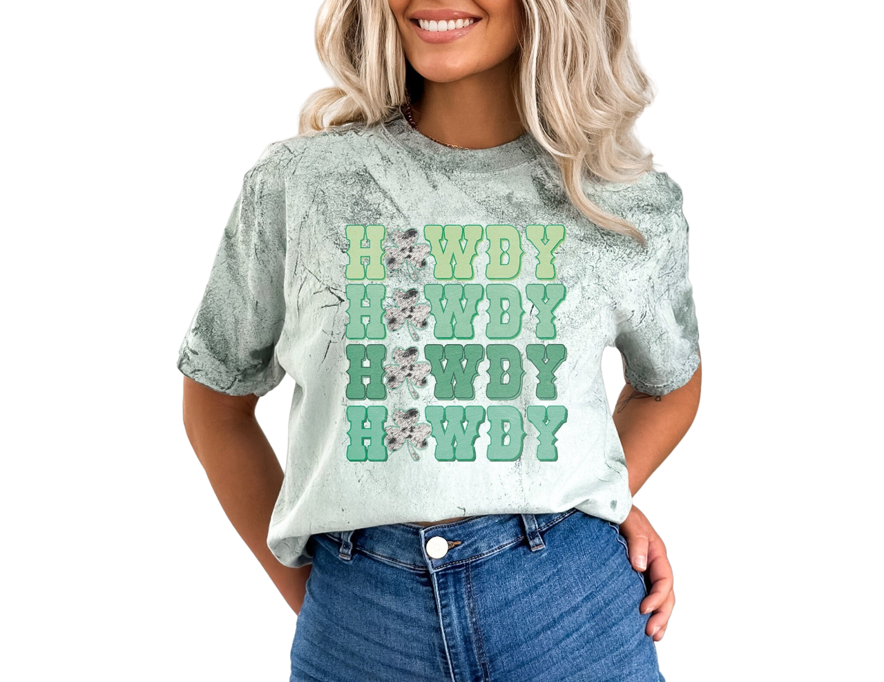 Retro St Patty's Day Tie Dye Vintage Washed Shirt, Western Howdy Shirt, Vintage St Patricks Day