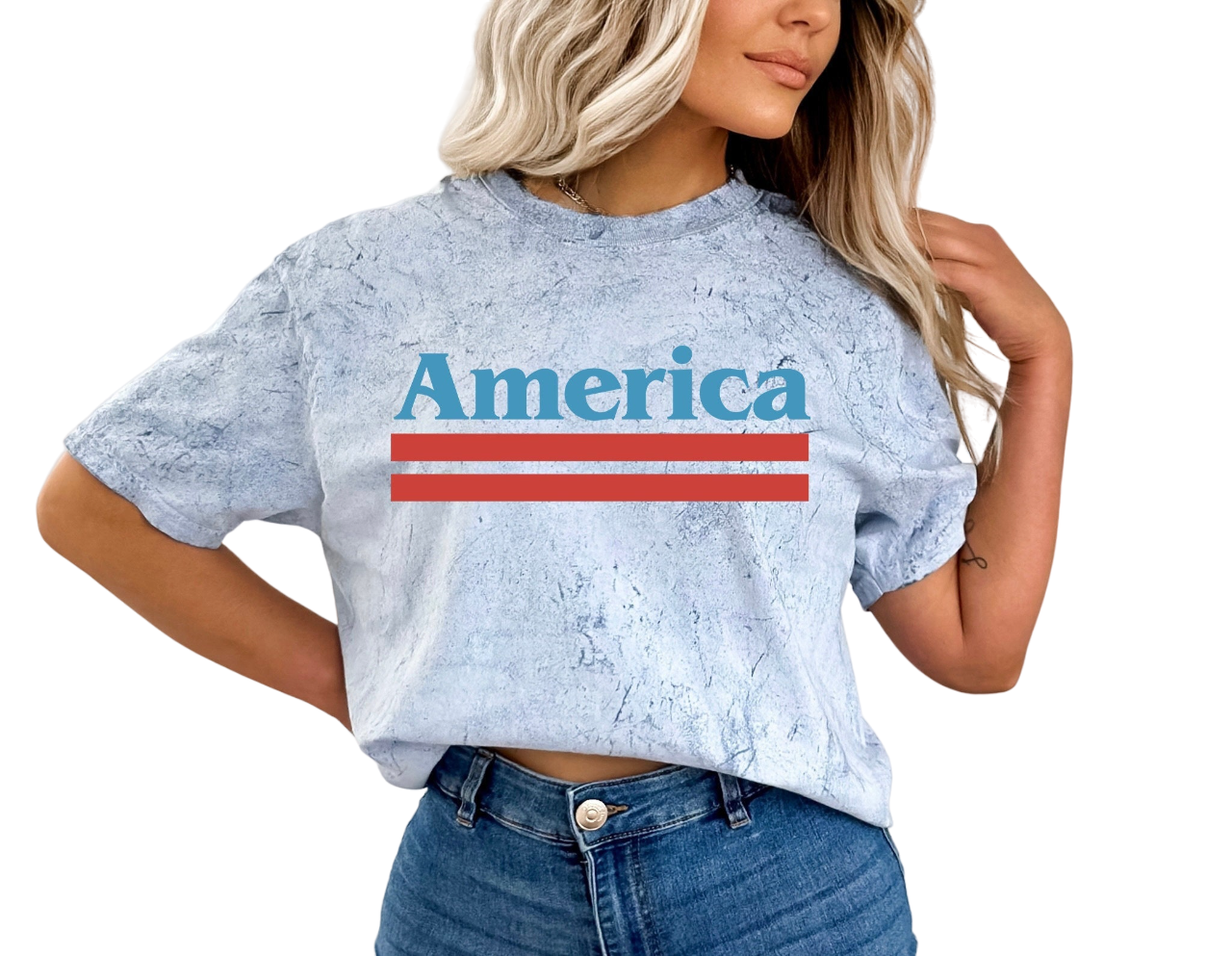 Retro USA Tie Dye Vintage Washed shirt, All American Babe,Retro fourth shirt, Womens 4th of July