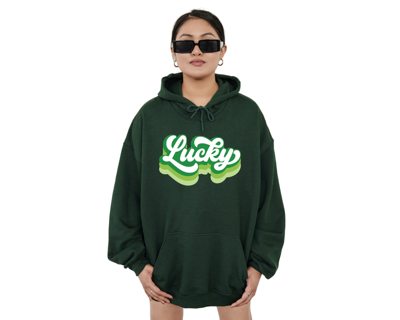 Lucky Retro Hoodie, Lucky Clover Sweater, St Patricks Day Sweatshirt, Lucky Pullover, Womens Lucky