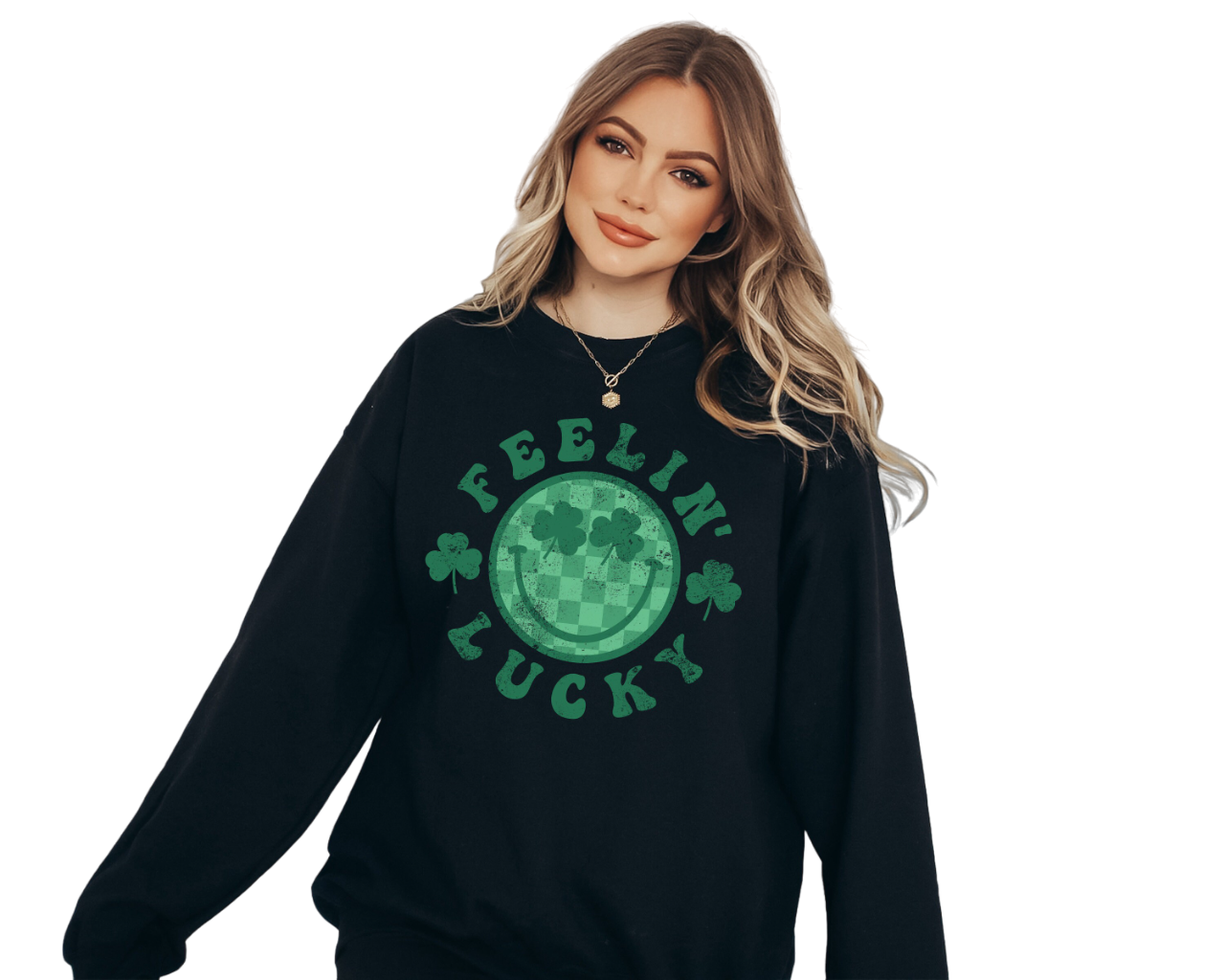 Feeling Lucky Sweatshirt, Lucky Clover Sweater, St Patricks Day Sweatshirt, Lucky Pullover, Womens