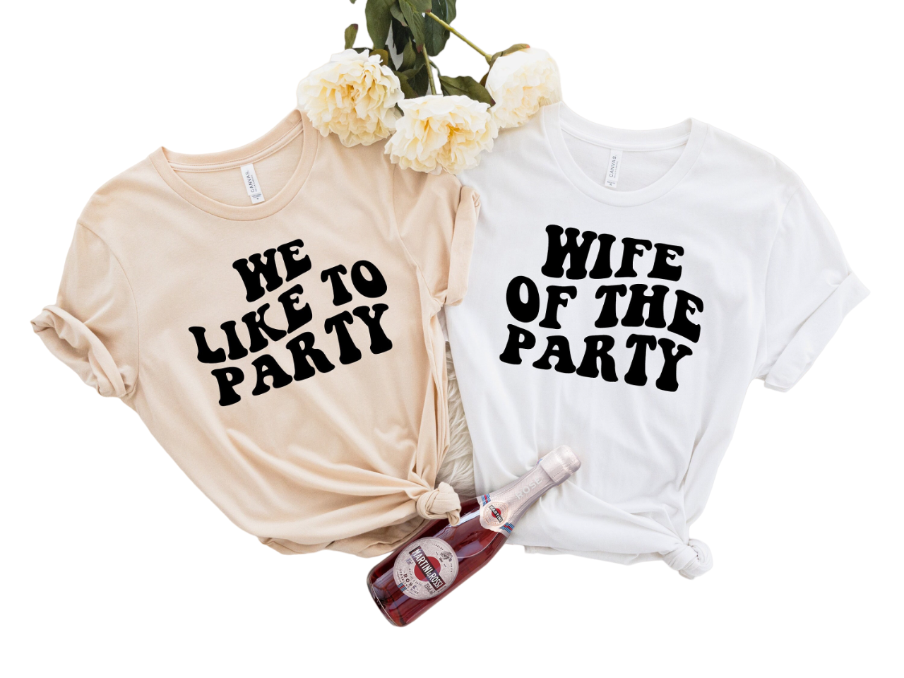 Bachelorette Party Shirts, Wife Of The Party,We Like To Party Graphic T-Shirt,Retro Graphic