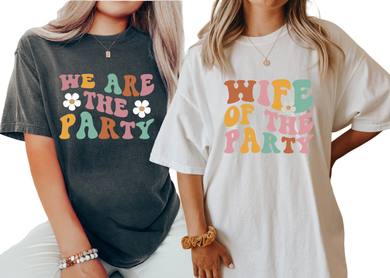 Vintage Washed Tee, Bachelorette Party Shirts, Wife Of The Party,We Are The Party T-Shirt,Retro