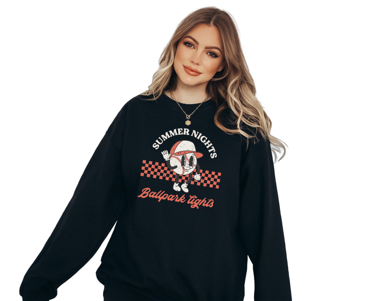 Summer Nights Ballpark Lights Sweatshirt, Baseball Sweater, Sports Mom Sweater, Baseball Pullover,