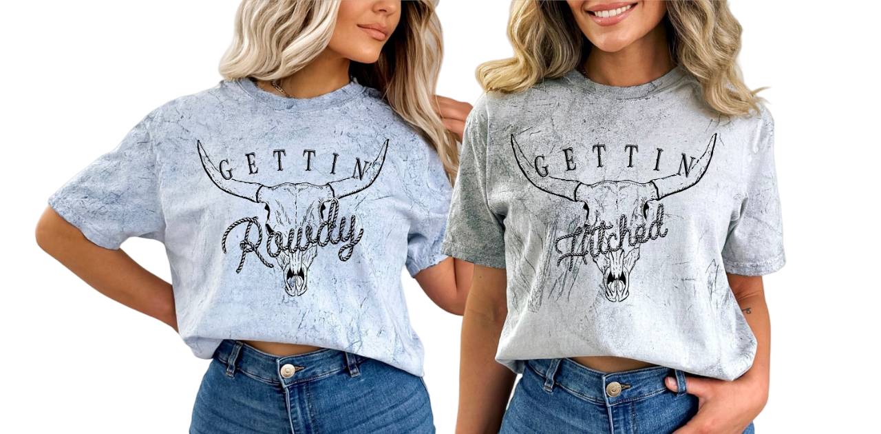 Tie Dye Vintage Washed Tee, Bachelorette Party Shirts, Western, Getting Hitched, Getting Rowdy,