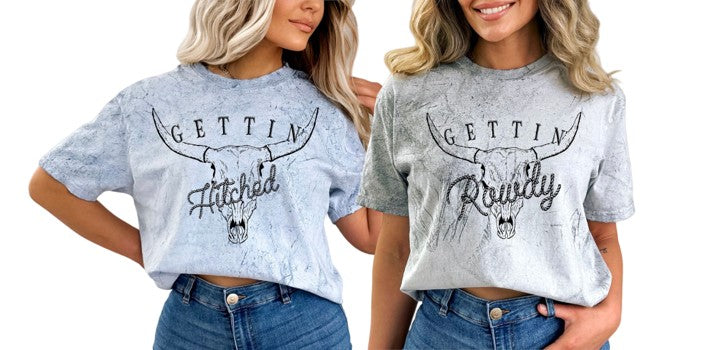 Tie Dye Vintage Washed Tee, Bachelorette Party Shirts, Western, Getting Hitched, Getting Rowdy,