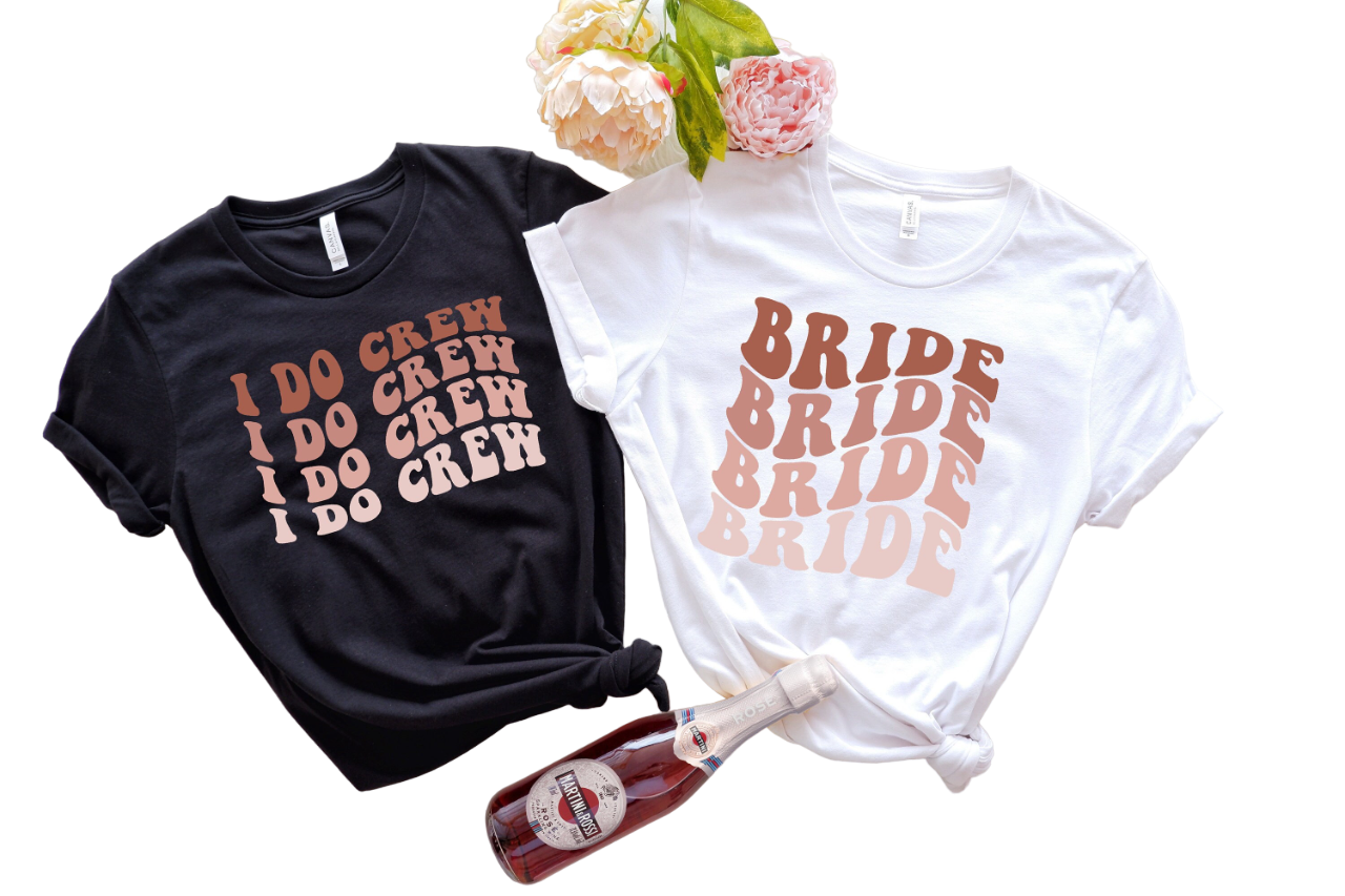 Wavy Bride And I Do Crew, Retro Batch Shirts, Bachelorette Party Shirts, I Do Crew, Bachelorette