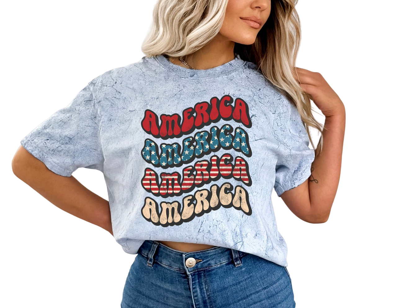 Retro USA Tie Dye Vintage Washed shirt,Freedom Tour,Retro fourth shirt, Womens 4th of July shirt