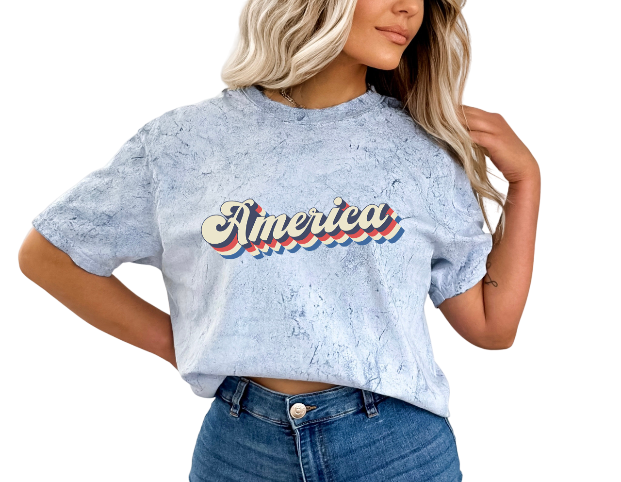 Retro USA Tie Dye Vintage Washed shirt,America grunge ,Retro fourth shirt, Womens 4th of July