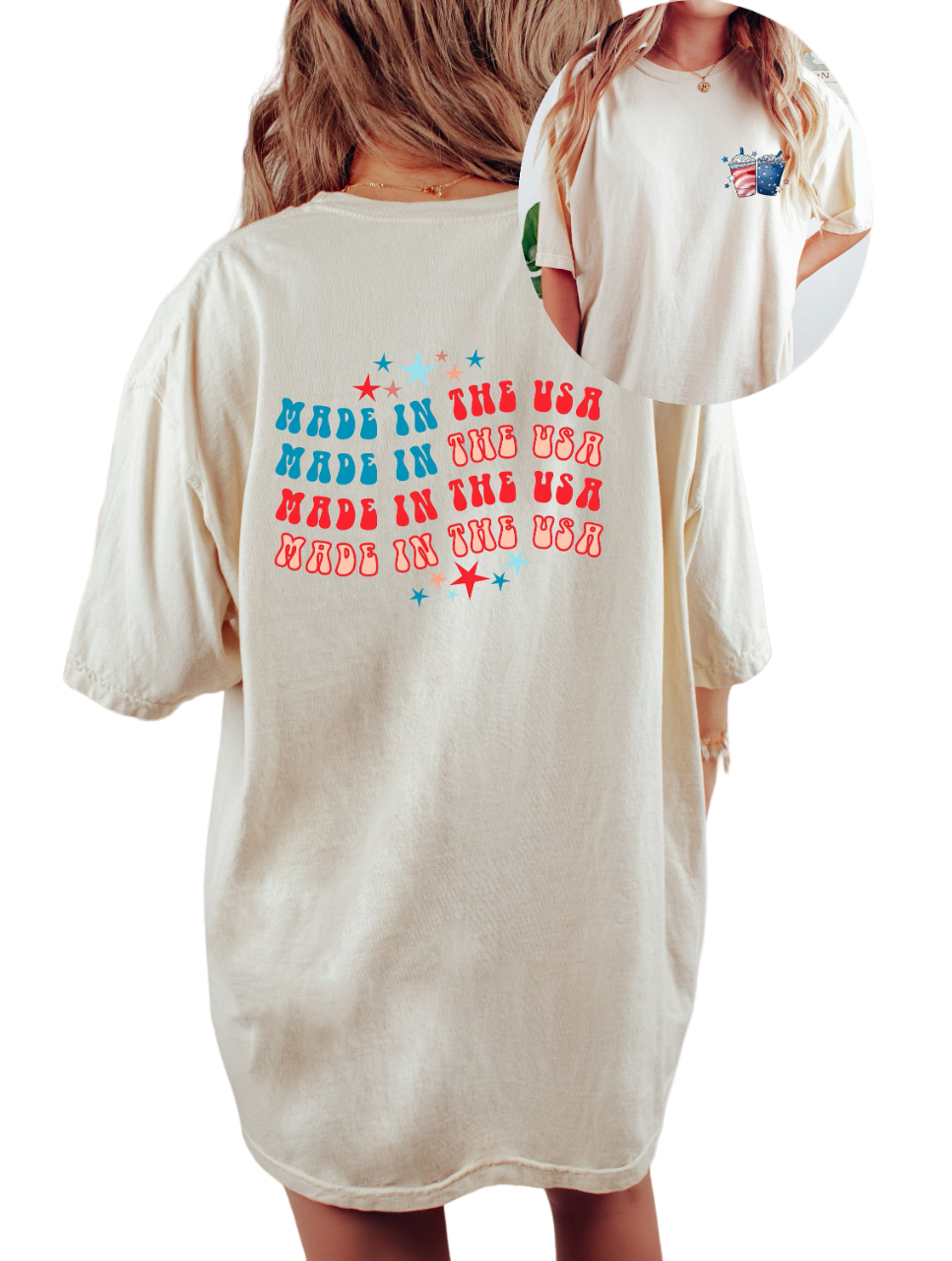 Retro Made In USA Vintage Washed shirt, 4th of July tee, Retro America shirt Womens 4th of July