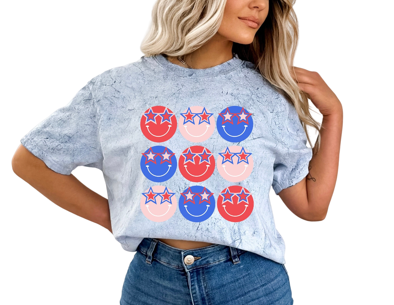 Retro USA Tie Dye Comfort Color shirt, Smiley USA shirt,Retro fourth shirt,Women 4th of July