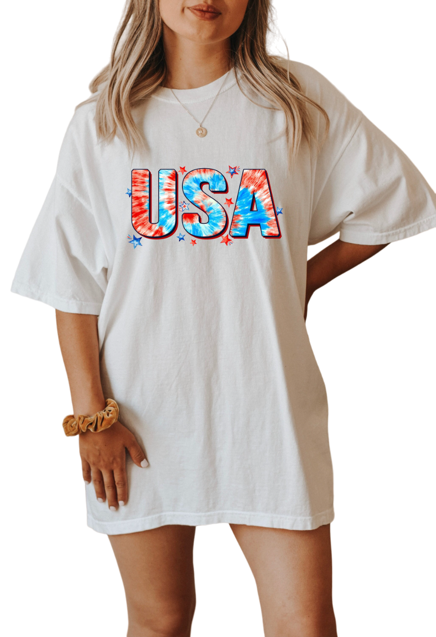 Retro America Tie Dye USA shirt,4th of July tee,Retro funny fourth shirt, Women 4th of July