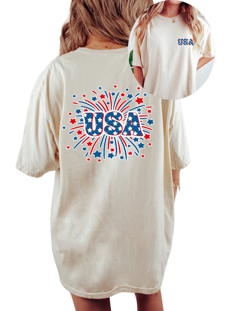 Retro USA Vintage Washed shirt,Fire Work 4th of July tee, Retro America shirt Women 4th of July