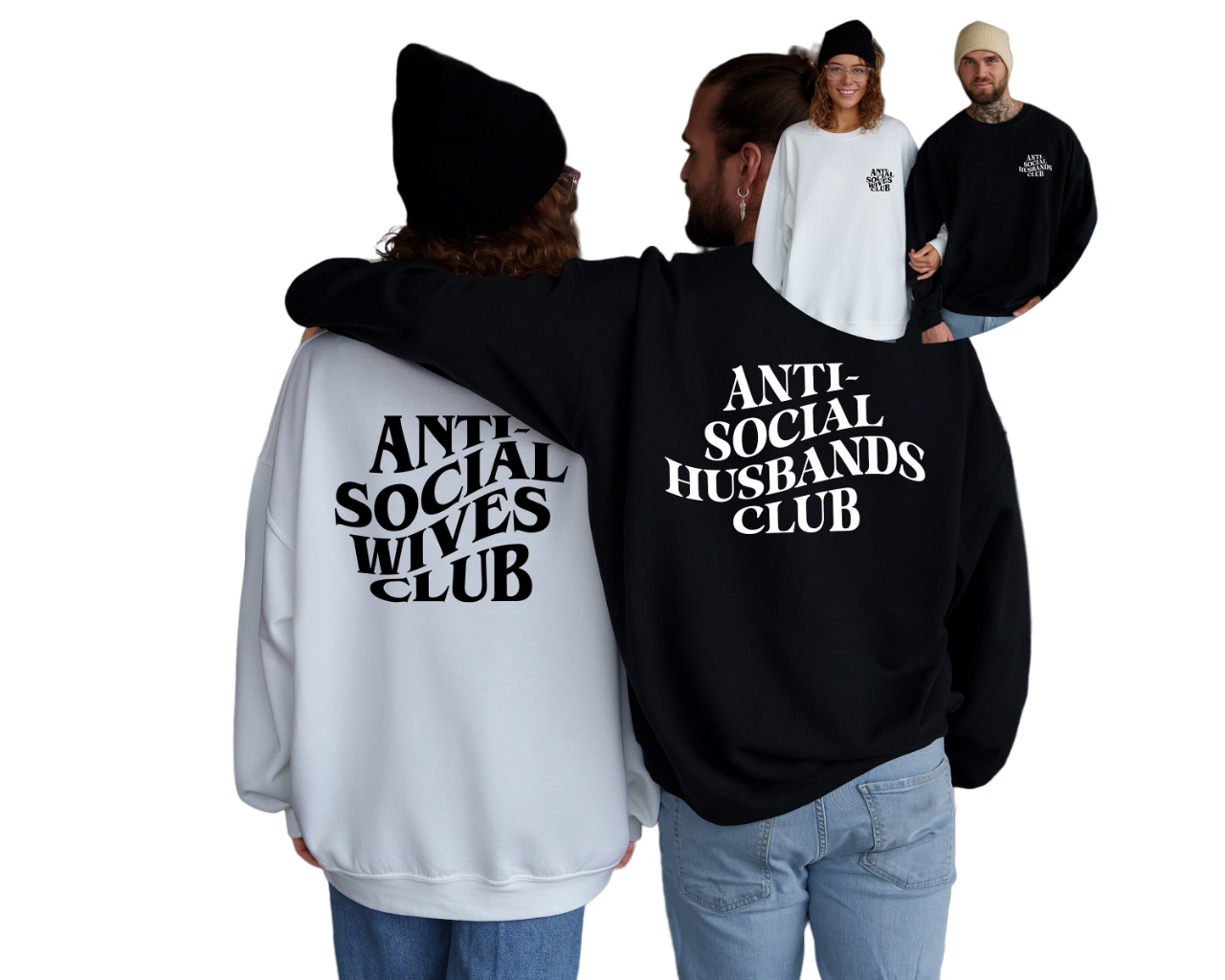 Anti Social Wives And Husbands Club Sweater, Wife Sweatshirt, Newly Wed Crewneck, Proud New Wife,