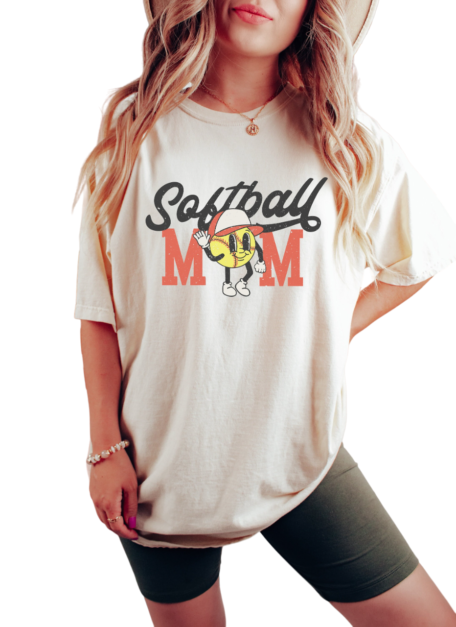 Vintage Washed Tee, Softball Mom, Sports Mom Shirt, Softball Biggest Fan, Parents of Softball,